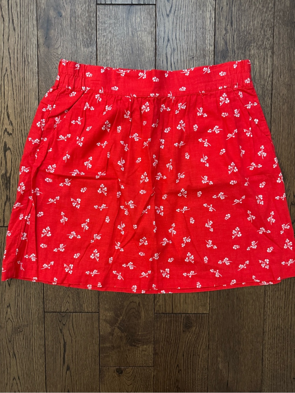 LOFT Linen Red Floral Skirt